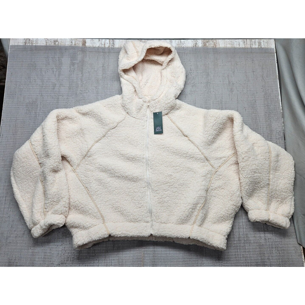 Wild Fable Women's Faux Shearling Full Zip-up Sweatshirt Size 1X/2X Off-White